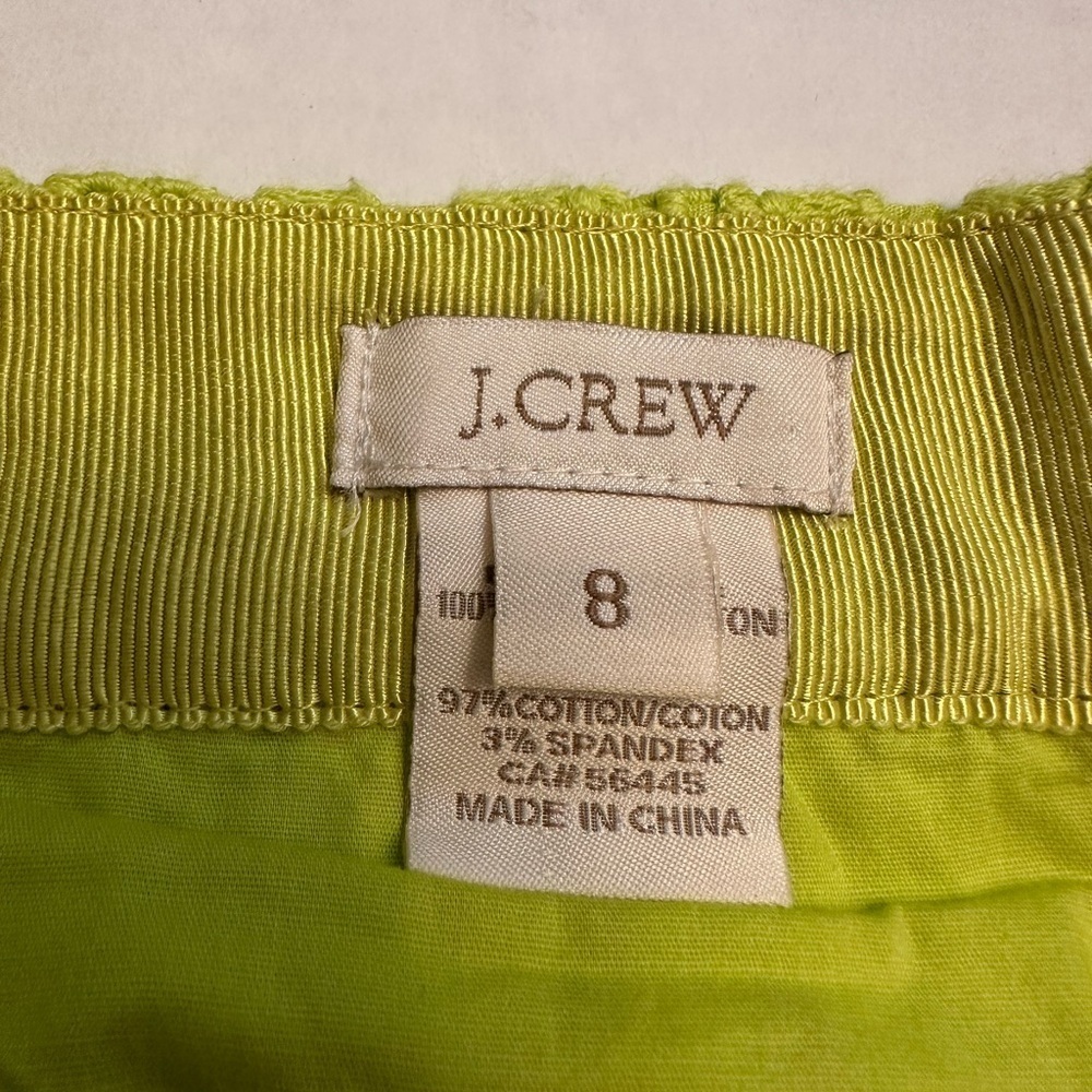 J. Crew Kiwi Green Eyelet No. 2 Pencil Skirt Size 8 Zip Back Clasp - Picture 2 of 11